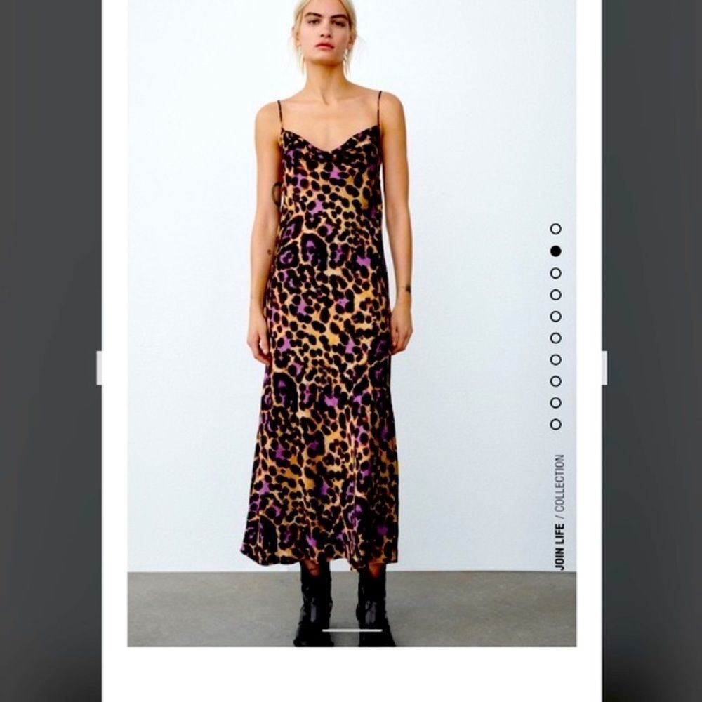 ZARA Satin effect print dress
